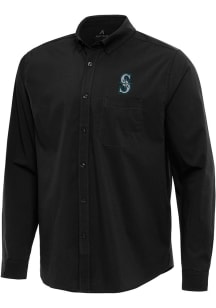 Antigua Seattle Mariners Mens Black Flight Long Sleeve Dress Shirt