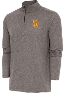 Antigua San Diego Padres Mens Brown Hunk Long Sleeve Qtr Zip Pullover