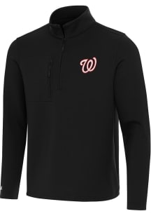 Antigua Washington Nationals Mens Black Insider Long Sleeve Qtr Zip Pullover