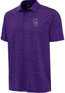 Antigua Colorado Rockies Mens Purple Layout Short Sleeve Polo
