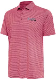 Antigua Atlanta Braves Mens Red Scheme Short Sleeve Polo