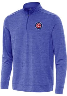 Antigua Chicago Cubs Mens Blue Bright Long Sleeve Qtr Zip Pullover