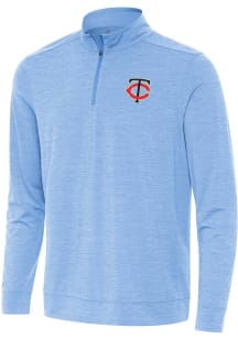 Antigua Minnesota Twins Mens Light Blue Bright Long Sleeve Qtr Zip Pullover