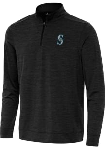 Antigua Seattle Mariners Mens Black Bright Long Sleeve Qtr Zip Pullover