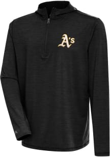 Antigua Oakland Athletics Mens Black Tidy Long Sleeve Qtr Zip Pullover