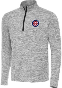 Antigua Chicago Cubs Mens Black Cause Long Sleeve Qtr Zip Pullover