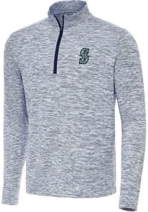 Antigua Seattle Mariners Mens Navy Blue Cause Long Sleeve Qtr Zip Pullover