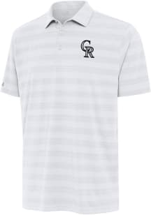 Antigua Colorado Rockies Mens White Tunnel Short Sleeve Polo