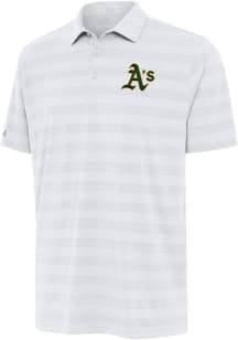 Antigua Oakland Athletics Mens White Tunnel Short Sleeve Polo