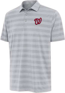 Antigua Washington Nationals Mens Grey Tunnel Short Sleeve Polo