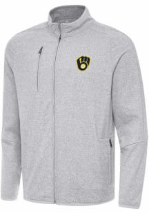 Antigua Milwaukee Brewers Mens Grey Hold Up Light Weight Jacket
