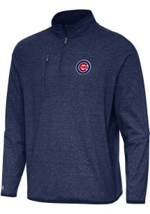 Antigua Chicago Cubs Mens Navy Blue Certain Long Sleeve Qtr Zip Pullover