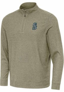 Antigua Seattle Mariners Mens Olive Subtle Long Sleeve Qtr Zip Pullover
