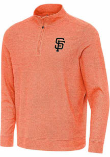 Antigua San Francisco Giants Mens Orange Subtle Long Sleeve Qtr Zip Pullover