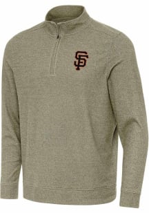 Antigua San Francisco Giants Mens Olive Subtle Long Sleeve Qtr Zip Pullover