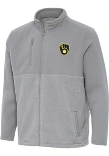 Antigua Milwaukee Brewers Mens Grey Daily Fused Medium Weight Jacket