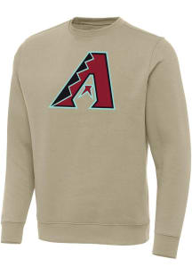 Antigua Arizona Diamondbacks Mens Khaki Full Front Victory Long Sleeve Crew Sweatshirt
