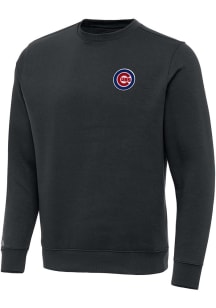 Antigua Chicago Cubs Mens Charcoal Victory Long Sleeve Crew Sweatshirt