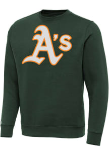 Antigua Oakland Athletics Mens Green Full Front Victory Long Sleeve Crew Sweatshirt