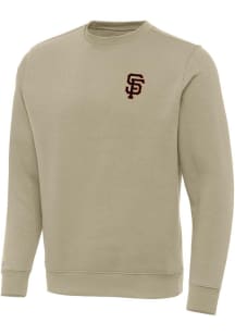 Antigua San Francisco Giants Mens Khaki Victory Long Sleeve Crew Sweatshirt