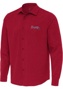 Antigua Atlanta Braves Mens Red Exposure Long Sleeve Dress Shirt
