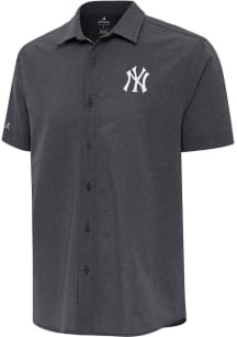 Antigua New York Yankees Mens Black Activate Short Sleeve Dress Shirt