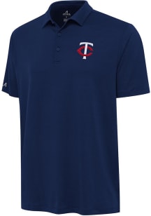 Antigua Minnesota Twins Mens Navy Blue Reprocess Recycled Short Sleeve Polo