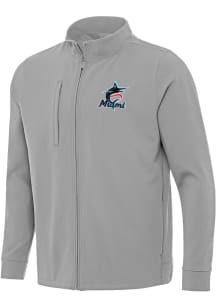 Antigua Miami Marlins Mens Grey Regard Light Weight Jacket