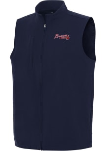 Antigua Atlanta Braves Mens Navy Blue Regard Sleeveless Jacket
