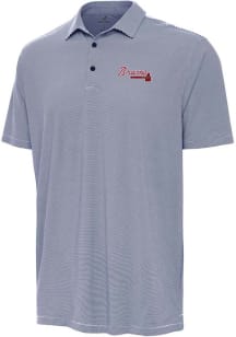 Antigua Atlanta Braves Mens Navy Blue Twine Short Sleeve Polo