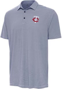 Antigua Minnesota Twins Mens Navy Blue Twine Short Sleeve Polo
