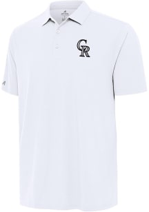 Antigua Colorado Rockies Mens White Era Short Sleeve Polo