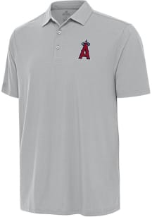 Antigua Los Angeles Angels Mens Grey Era Short Sleeve Polo