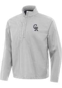 Antigua Colorado Rockies Mens Grey Brisk Long Sleeve Qtr Zip Pullover