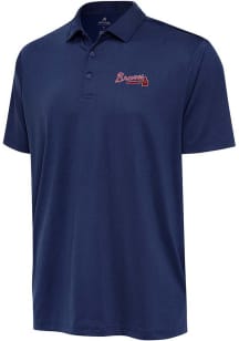 Antigua Atlanta Braves Mens Navy Blue Ellipse Short Sleeve Polo