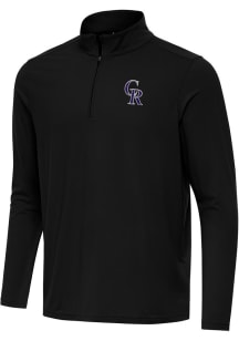 Antigua Colorado Rockies Mens Black Intent Long Sleeve Qtr Zip Pullover