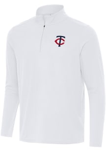 Antigua Minnesota Twins Mens White Intent Long Sleeve Qtr Zip Pullover