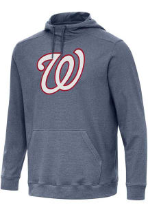 Antigua Washington Nationals Mens Navy Blue Full Front Cloud Long Sleeve Hoodie
