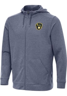 Antigua Milwaukee Brewers Mens Navy Blue Effortless Long Sleeve Full Zip Jacket