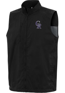 Antigua Colorado Rockies Mens Black Brisk Sleeveless Jacket
