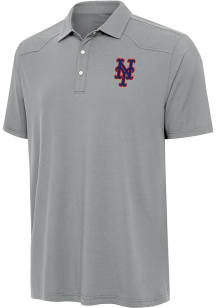 Antigua New York Mets Mens Grey Western Short Sleeve Polo