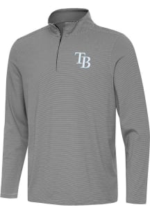 Antigua Tampa Bay Rays Mens Black Twine Long Sleeve Qtr Zip Pullover