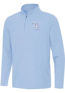 Antigua Tampa Bay Rays Mens Light Blue Twine Long Sleeve Qtr Zip Pullover