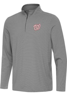 Antigua Washington Nationals Mens Black Twine Long Sleeve Qtr Zip Pullover