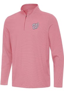 Antigua Washington Nationals Mens Red Twine Long Sleeve Qtr Zip Pullover