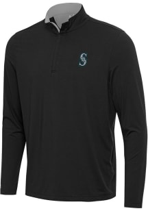 Antigua Seattle Mariners Mens Black Content Long Sleeve Qtr Zip Pullover