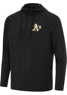 Antigua Oakland Athletics Mens Black Spikes Long Sleeve Qtr Zip Pullover