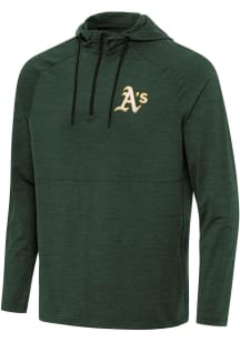 Antigua Oakland Athletics Mens Green Spikes Long Sleeve Qtr Zip Pullover
