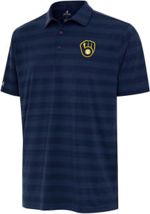 Antigua Milwaukee Brewers Navy Blue Tunnel Big and Tall Polo