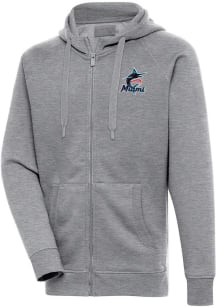 Antigua Miami Marlins Mens Grey Victory Big and Tall Light Weight Jacket